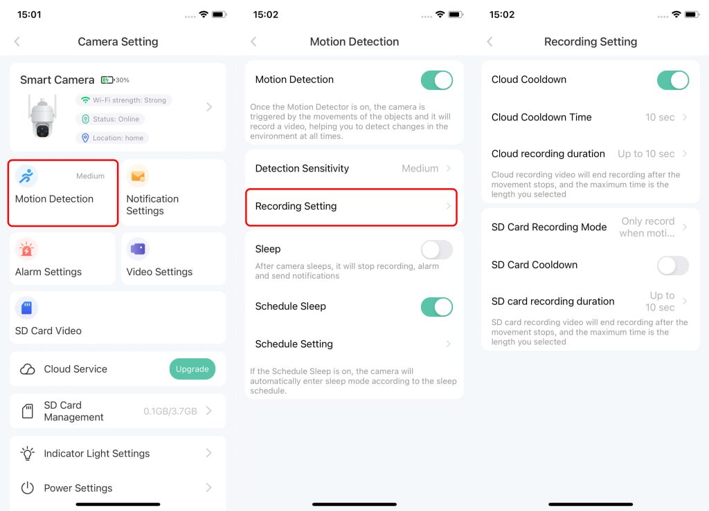 MicroSD Card Recording Settings